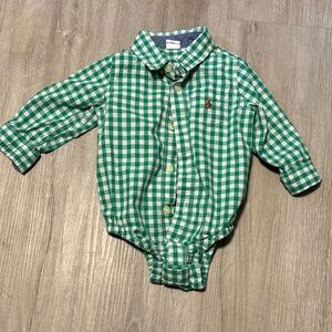 GAP Green Checkered Kids Bodysuit